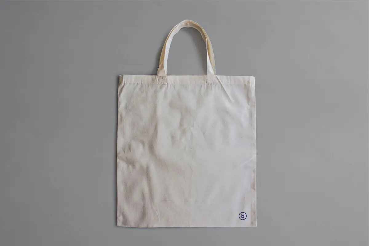 A plain blank natural canvas tote bag ready for printing